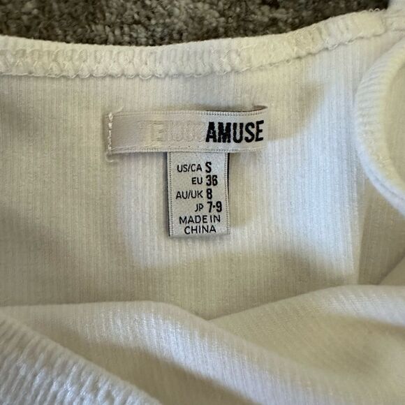 AMUSE SOCIETY White Ribbed Bow Bodysuit - Picture 4 of 5